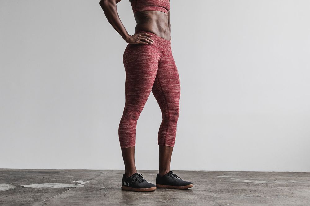 NOBULL Women's Crop Tights - Wine Melange - Ireland (3649HNRED)